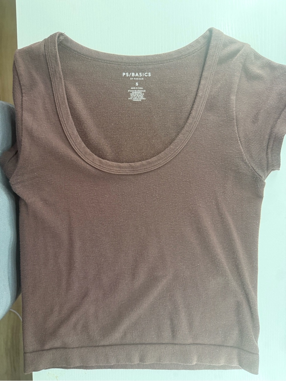 Pacsun Women's Brown Scoop Neck Ribbed Top